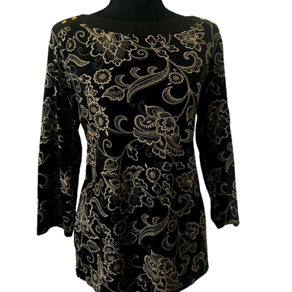 Karen Scott NWOT elegant tunic, brown & beige